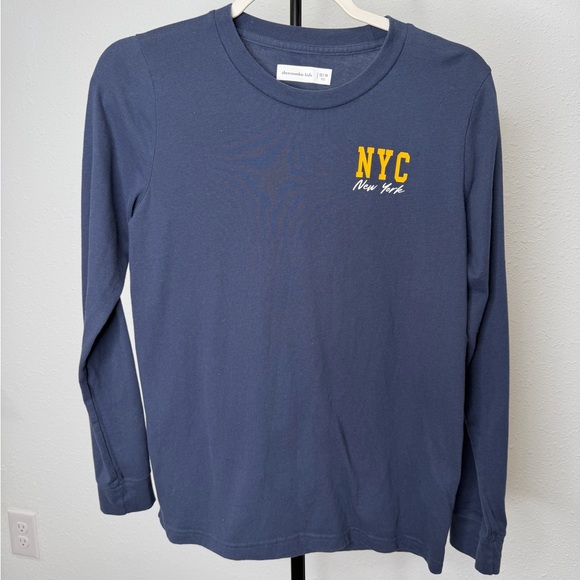 Abercrombie and Fitch Navy Blue NYC Kids Long Sleeve Shirt - Picture 3 of 7